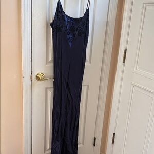 Luxurious Midnight Blue Satin Chemise